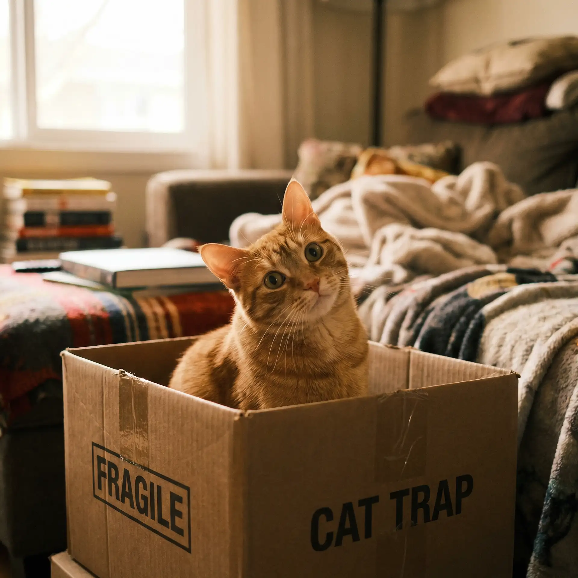 橘猫躲在纸箱里 - 日月神剑高清